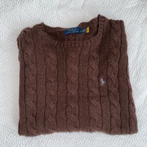Polo by Ralph Lauren Brown Crewneck Cable Knit Sweater